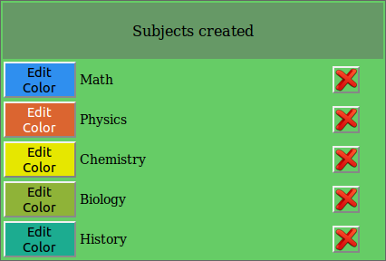 School Schedule - Screenshot Step 3 - Registering Subjects