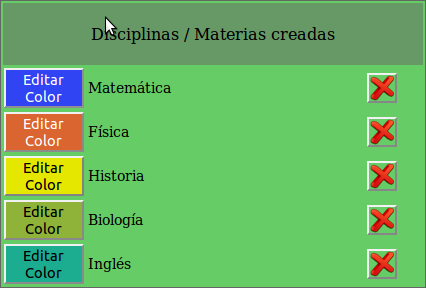 Horario Escolar - Screenshot Etapa 3 - Registrando Materias