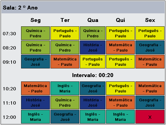 School schedule solution example 1
