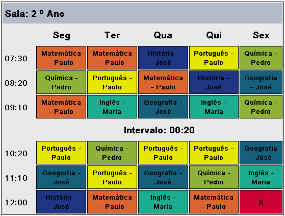 School schedule solution example 2