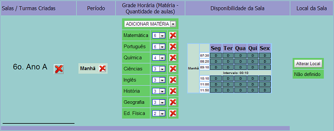 School Timetable's Easy Scheduler - Classroom Detail